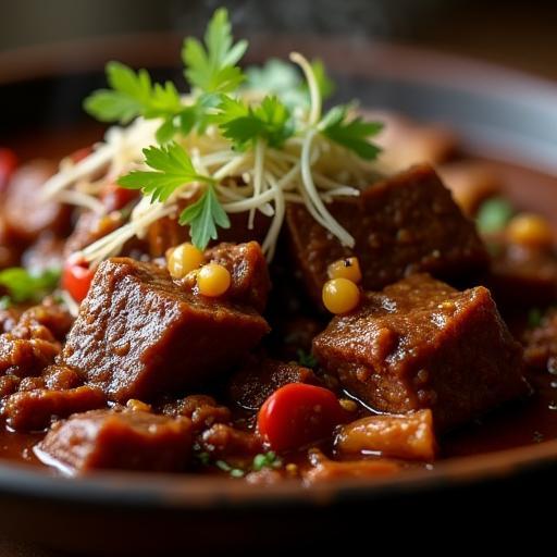 Rich and tender Beef Rendang with spices